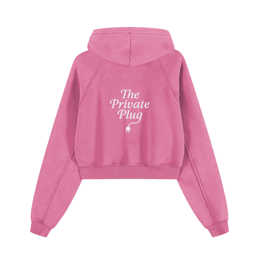The Private Plug Snow Washed Cropped Hoodie