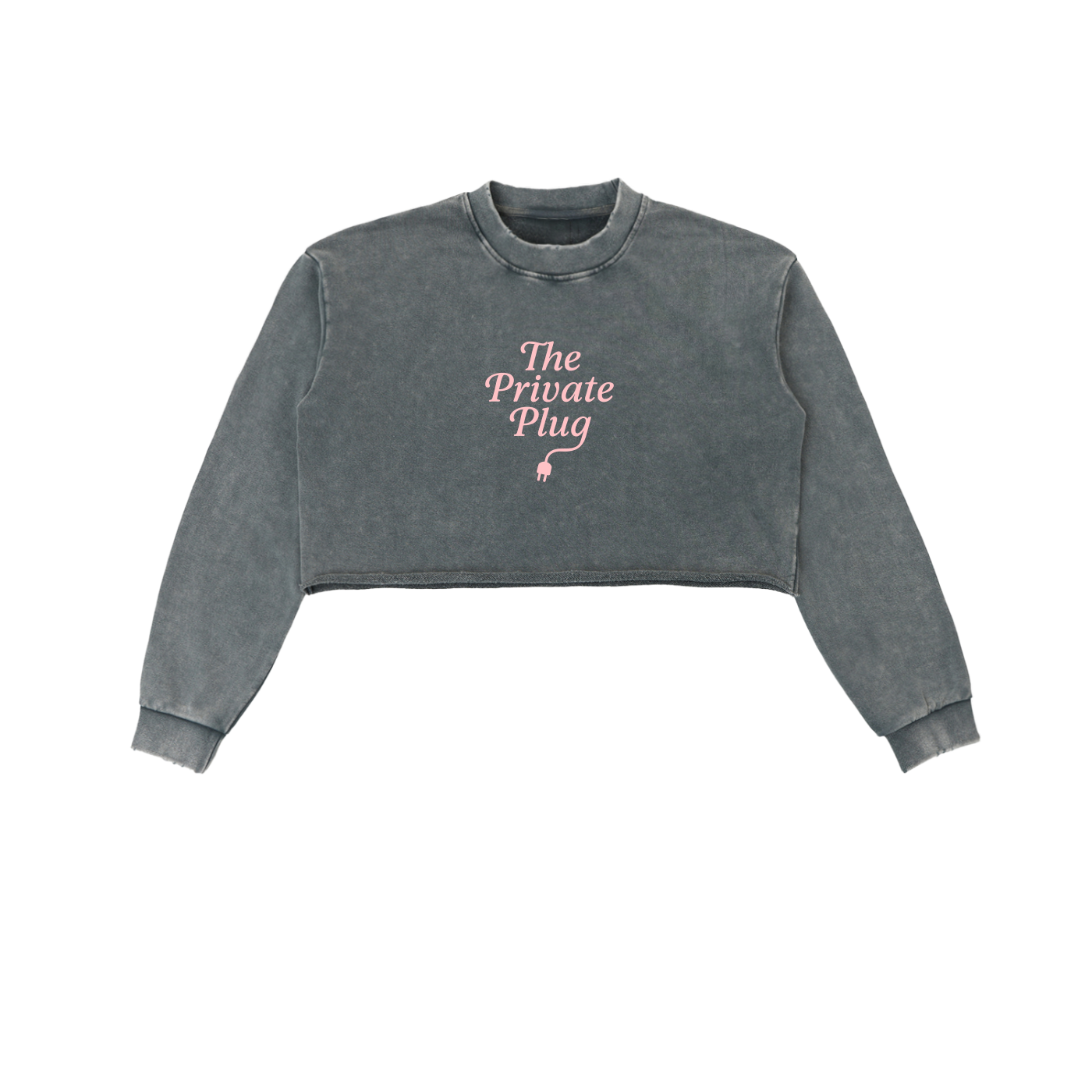 The Private Plug Snow Washed Raw Edge Cropped Sweatshirt